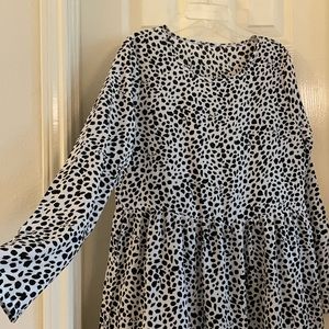 Shein Dalmatian Print Ruffle Hem Smock Dress NWOT